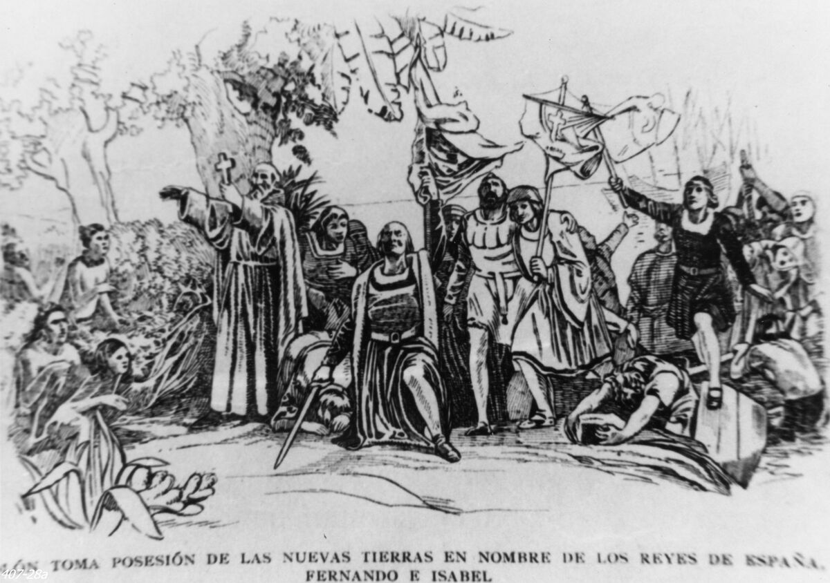 Cristóbal Colón Toma Posesión de las Nuevas Tierras